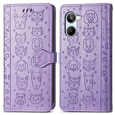 Coque Portefeuille Motif Fantaisie Livre Cuir Etui Clapet S03D pour Realme 10 4G Violet