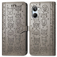 Coque Portefeuille Motif Fantaisie Livre Cuir Etui Clapet S03D pour Realme 10 Pro 5G Gris