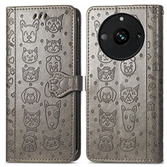 Coque Portefeuille Motif Fantaisie Livre Cuir Etui Clapet S03D pour Realme 11 Pro 5G Gris