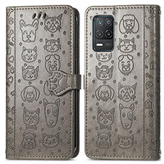 Coque Portefeuille Motif Fantaisie Livre Cuir Etui Clapet S03D pour Realme 8 5G Gris