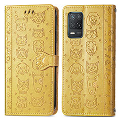 Coque Portefeuille Motif Fantaisie Livre Cuir Etui Clapet S03D pour Realme 8 5G Jaune