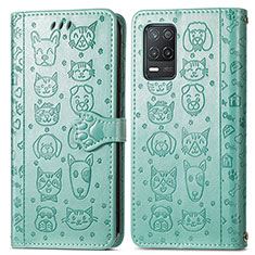 Coque Portefeuille Motif Fantaisie Livre Cuir Etui Clapet S03D pour Realme 8 5G Vert