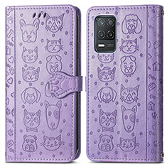 Coque Portefeuille Motif Fantaisie Livre Cuir Etui Clapet S03D pour Realme 8 5G Violet