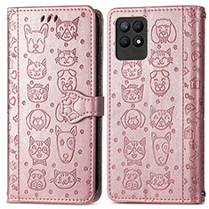 Coque Portefeuille Motif Fantaisie Livre Cuir Etui Clapet S03D pour Realme 8i Or Rose