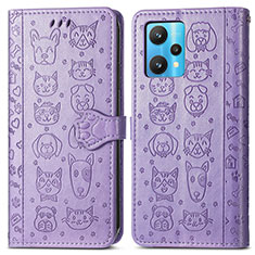 Coque Portefeuille Motif Fantaisie Livre Cuir Etui Clapet S03D pour Realme 9 4G Violet