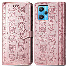 Coque Portefeuille Motif Fantaisie Livre Cuir Etui Clapet S03D pour Realme 9 5G Or Rose