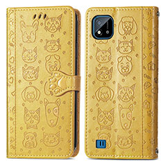 Coque Portefeuille Motif Fantaisie Livre Cuir Etui Clapet S03D pour Realme C11 (2021) Jaune