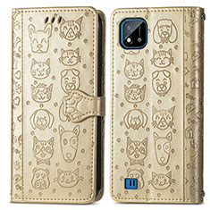 Coque Portefeuille Motif Fantaisie Livre Cuir Etui Clapet S03D pour Realme C11 (2021) Or