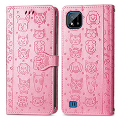 Coque Portefeuille Motif Fantaisie Livre Cuir Etui Clapet S03D pour Realme C11 (2021) Rose