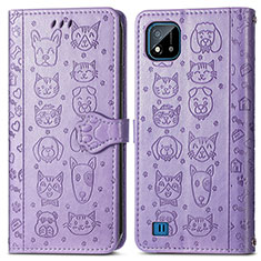 Coque Portefeuille Motif Fantaisie Livre Cuir Etui Clapet S03D pour Realme C11 (2021) Violet