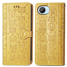 Coque Portefeuille Motif Fantaisie Livre Cuir Etui Clapet S03D pour Realme C30 Jaune