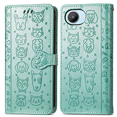 Coque Portefeuille Motif Fantaisie Livre Cuir Etui Clapet S03D pour Realme C30 Vert