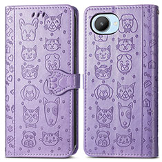 Coque Portefeuille Motif Fantaisie Livre Cuir Etui Clapet S03D pour Realme C30 Violet