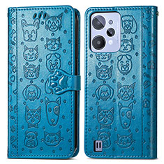 Coque Portefeuille Motif Fantaisie Livre Cuir Etui Clapet S03D pour Realme C31 Bleu