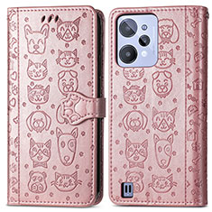 Coque Portefeuille Motif Fantaisie Livre Cuir Etui Clapet S03D pour Realme C31 Or Rose