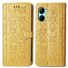 Coque Portefeuille Motif Fantaisie Livre Cuir Etui Clapet S03D pour Realme C33 (2023) Jaune