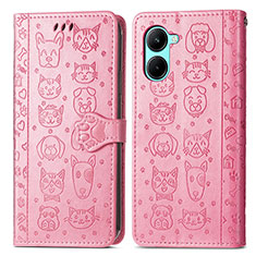 Coque Portefeuille Motif Fantaisie Livre Cuir Etui Clapet S03D pour Realme C33 (2023) Rose