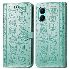 Coque Portefeuille Motif Fantaisie Livre Cuir Etui Clapet S03D pour Realme C33 (2023) Vert