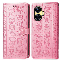 Coque Portefeuille Motif Fantaisie Livre Cuir Etui Clapet S03D pour Realme C55 Rose