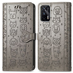 Coque Portefeuille Motif Fantaisie Livre Cuir Etui Clapet S03D pour Realme GT Neo 5G Gris