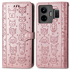 Coque Portefeuille Motif Fantaisie Livre Cuir Etui Clapet S03D pour Realme GT Neo5 5G Or Rose