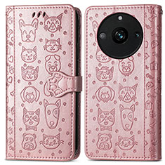 Coque Portefeuille Motif Fantaisie Livre Cuir Etui Clapet S03D pour Realme Narzo 60 5G Or Rose