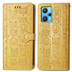 Coque Portefeuille Motif Fantaisie Livre Cuir Etui Clapet S03D pour Realme Q5 5G Jaune