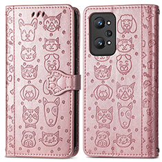 Coque Portefeuille Motif Fantaisie Livre Cuir Etui Clapet S03D pour Realme Q5 Pro 5G Or Rose