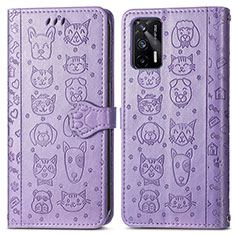 Coque Portefeuille Motif Fantaisie Livre Cuir Etui Clapet S03D pour Realme X7 Max 5G Violet