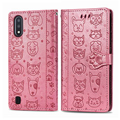 Coque Portefeuille Motif Fantaisie Livre Cuir Etui Clapet S03D pour Samsung Galaxy A01 SM-A015 Or Rose