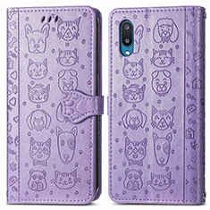 Coque Portefeuille Motif Fantaisie Livre Cuir Etui Clapet S03D pour Samsung Galaxy A02 Violet