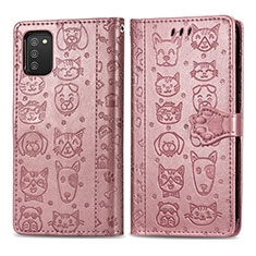 Coque Portefeuille Motif Fantaisie Livre Cuir Etui Clapet S03D pour Samsung Galaxy A02s Rose