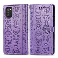 Coque Portefeuille Motif Fantaisie Livre Cuir Etui Clapet S03D pour Samsung Galaxy A02s Violet