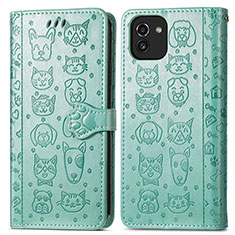 Coque Portefeuille Motif Fantaisie Livre Cuir Etui Clapet S03D pour Samsung Galaxy A03 Vert