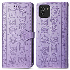 Coque Portefeuille Motif Fantaisie Livre Cuir Etui Clapet S03D pour Samsung Galaxy A03 Violet