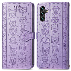 Coque Portefeuille Motif Fantaisie Livre Cuir Etui Clapet S03D pour Samsung Galaxy A04s Violet