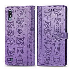 Coque Portefeuille Motif Fantaisie Livre Cuir Etui Clapet S03D pour Samsung Galaxy A10 Violet