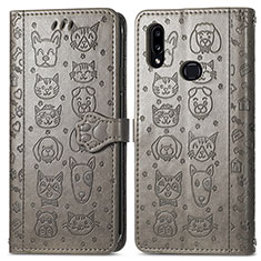 Coque Portefeuille Motif Fantaisie Livre Cuir Etui Clapet S03D pour Samsung Galaxy A10s Gris