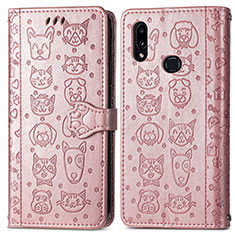 Coque Portefeuille Motif Fantaisie Livre Cuir Etui Clapet S03D pour Samsung Galaxy A10s Rose