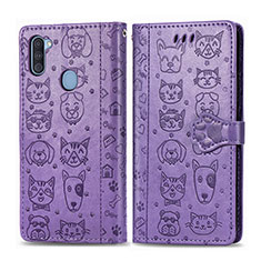 Coque Portefeuille Motif Fantaisie Livre Cuir Etui Clapet S03D pour Samsung Galaxy A11 Violet