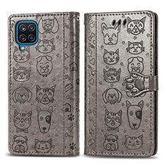 Coque Portefeuille Motif Fantaisie Livre Cuir Etui Clapet S03D pour Samsung Galaxy A12 5G Gris