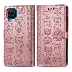 Coque Portefeuille Motif Fantaisie Livre Cuir Etui Clapet S03D pour Samsung Galaxy A12 5G Or Rose