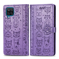 Coque Portefeuille Motif Fantaisie Livre Cuir Etui Clapet S03D pour Samsung Galaxy A12 5G Violet