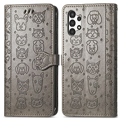 Coque Portefeuille Motif Fantaisie Livre Cuir Etui Clapet S03D pour Samsung Galaxy A13 4G Gris