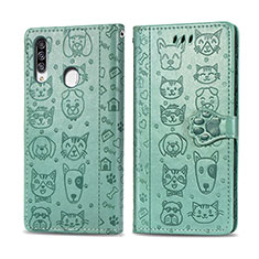 Coque Portefeuille Motif Fantaisie Livre Cuir Etui Clapet S03D pour Samsung Galaxy A20s Vert