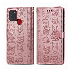 Coque Portefeuille Motif Fantaisie Livre Cuir Etui Clapet S03D pour Samsung Galaxy A21s Rose