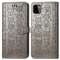 Coque Portefeuille Motif Fantaisie Livre Cuir Etui Clapet S03D pour Samsung Galaxy A22 5G Gris