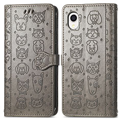 Coque Portefeuille Motif Fantaisie Livre Cuir Etui Clapet S03D pour Samsung Galaxy A22 5G SC-56B Gris