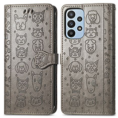 Coque Portefeuille Motif Fantaisie Livre Cuir Etui Clapet S03D pour Samsung Galaxy A23 4G Gris