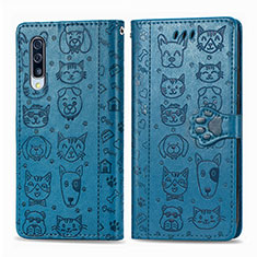 Coque Portefeuille Motif Fantaisie Livre Cuir Etui Clapet S03D pour Samsung Galaxy A30S Bleu